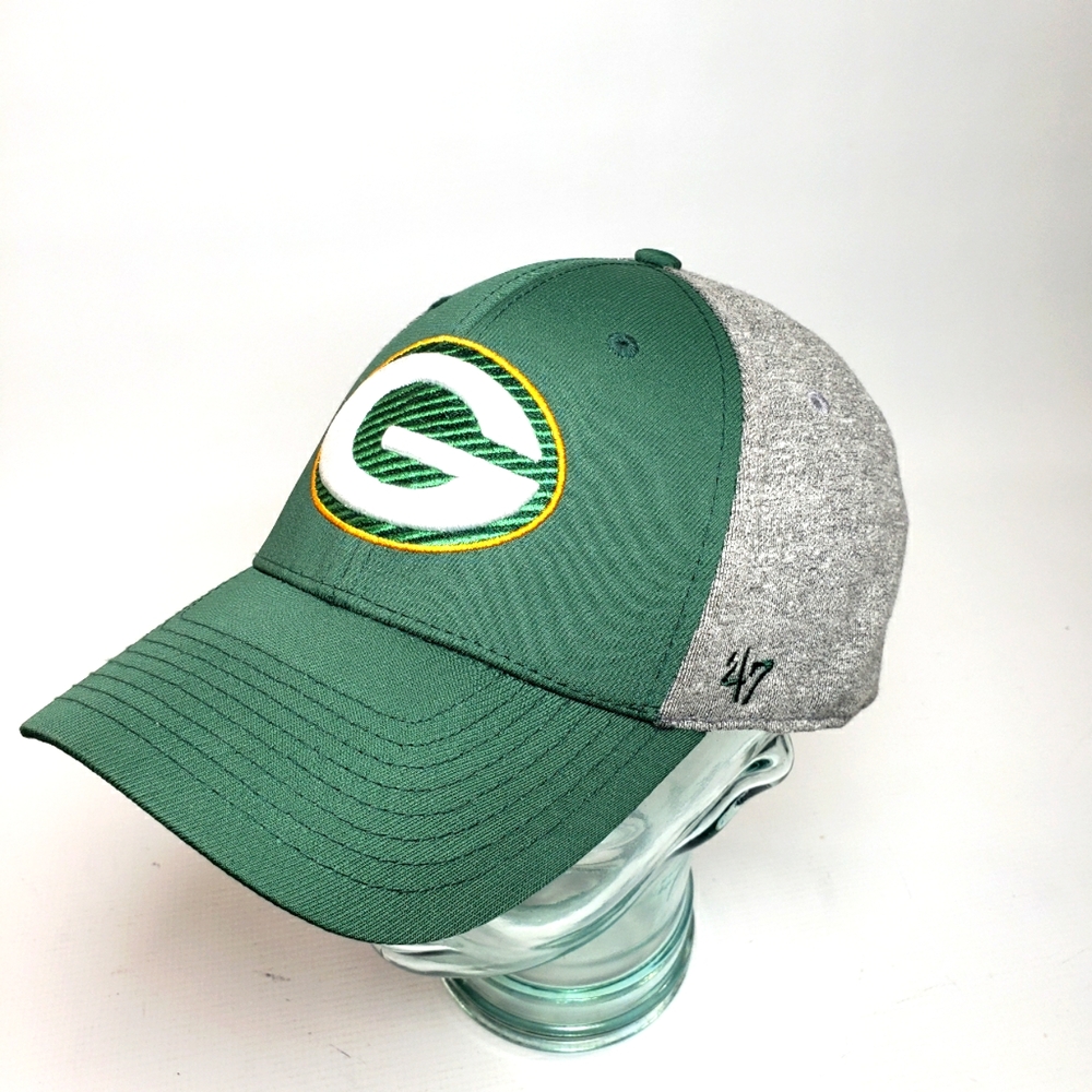 Green Bay Packers '47 Brand Clean Up Green Logo Hat FlexFit Men's Size L-XL